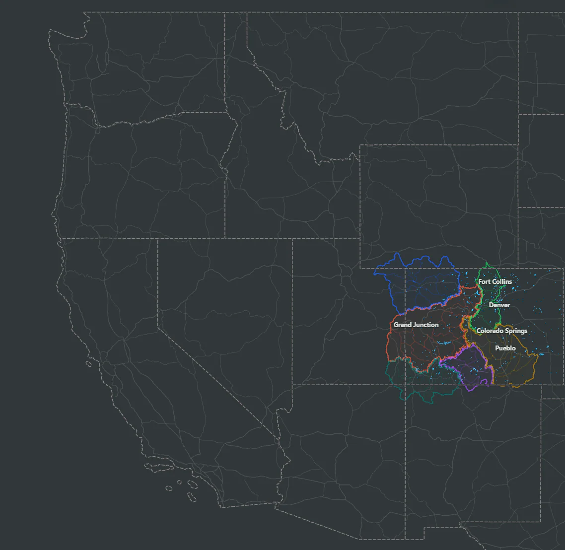 Western United States with Colorado Atlas data visible in regional context